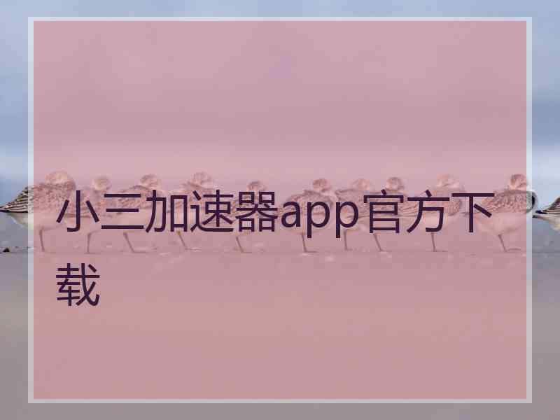 小三加速器app官方下载