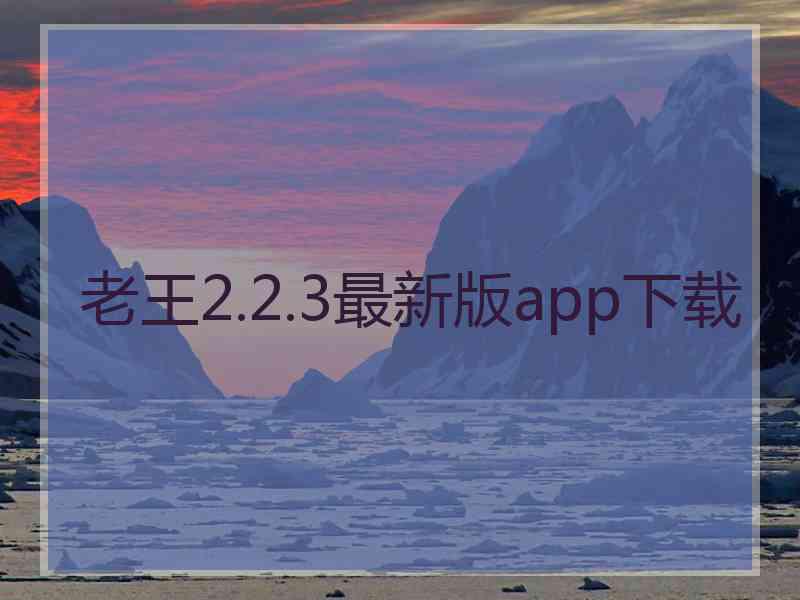 老王2.2.3最新版app下载