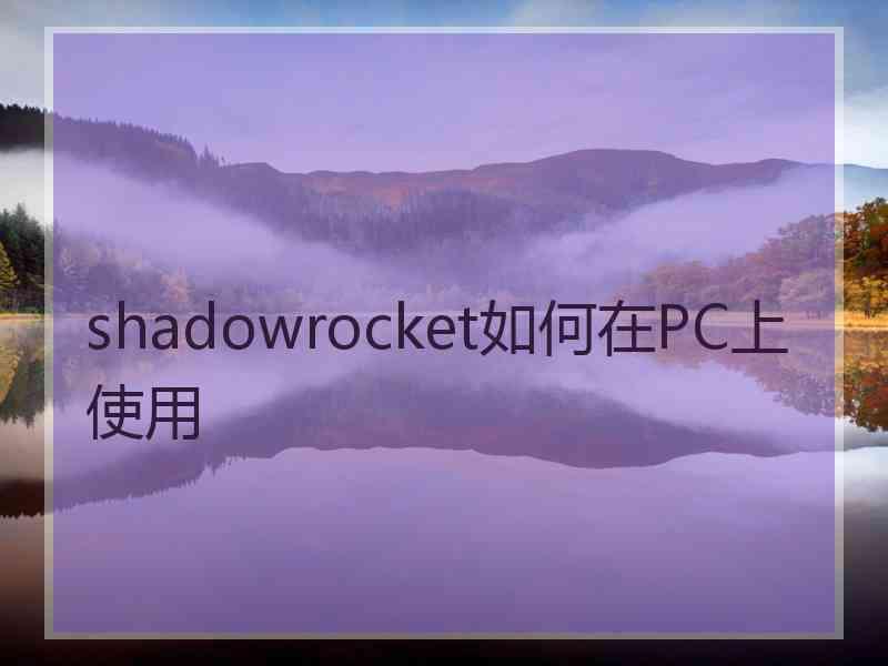 shadowrocket如何在PC上使用